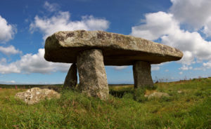 Ancient dolmen burial chamber in Penwith, Cornwall, UK.